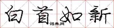 庞中华白首如新行书怎么写