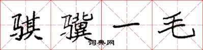 袁强骐骥一毛楷书怎么写