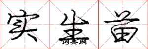 庞中华实生苗行书怎么写