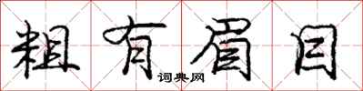 庞中华粗有眉目行书怎么写