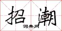 袁强招潮楷书怎么写
