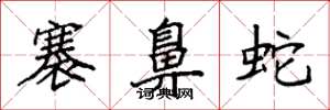 袁强褰鼻蛇楷书怎么写