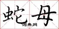丁谦蛇母楷书怎么写