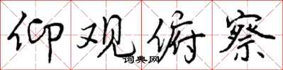 曾庆福仰观俯察行书怎么写