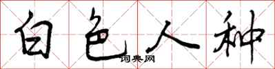 曾庆福白色人种行书怎么写