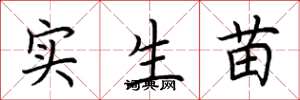 荆霄鹏实生苗楷书怎么写