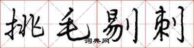 曾庆福挑毛剔刺行书怎么写
