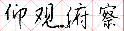 钱沛云仰观俯察行书怎么写