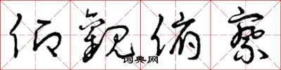 曾庆福仰观俯察草书怎么写