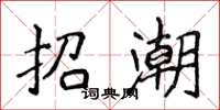 侯登峰招潮楷书怎么写