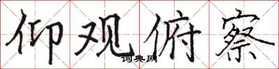 骆恒光仰观俯察楷书怎么写
