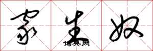 梁锦英家生奴草书怎么写