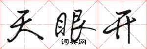骆恒光天眼开行书怎么写