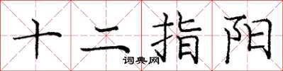 庞中华十二指阳楷书怎么写