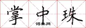 侯登峰掌中珠楷书怎么写