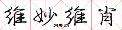 庞中华维妙维肖行书怎么写