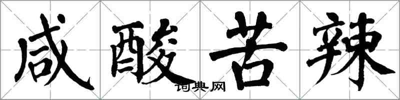 翁闿运咸酸苦辣楷书怎么写