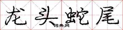 庞中华龙头蛇尾行书怎么写