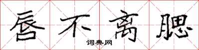 袁强唇不离腮楷书怎么写