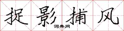 袁强捉影捕风楷书怎么写