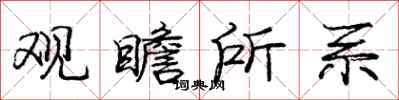 庞中华观瞻所系行书怎么写