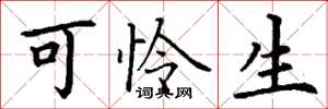 丁谦可怜生楷书怎么写