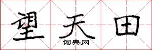 袁强望天田楷书怎么写