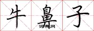 荆霄鹏牛鼻子楷书怎么写