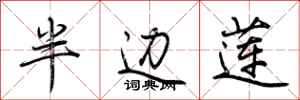 荆霄鹏半边莲行书怎么写