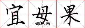 何伯昌宜母果楷书怎么写