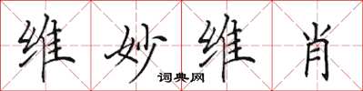 田英章维妙维肖楷书怎么写