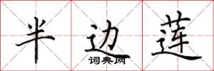 田英章半边莲楷书怎么写