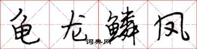 段相林龟龙鳞凤行书怎么写