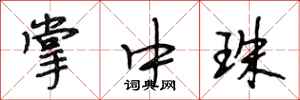 段相林掌中珠行书怎么写