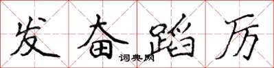 侯登峰发奋蹈厉楷书怎么写