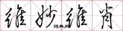 骆恒光维妙维肖行书怎么写