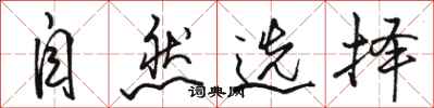 骆恒光自然选择行书怎么写