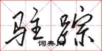 骆恒光驻踪行书怎么写