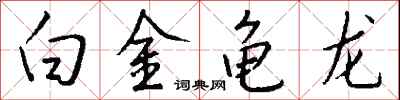 钱沛云白金龟龙行书怎么写