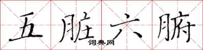 黄华生五脏六腑楷书怎么写