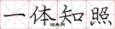 庞中华一体知照楷书怎么写