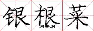 庞中华银根菜楷书怎么写