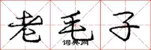庞中华老毛子行书怎么写