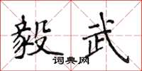 侯登峰毅武楷书怎么写