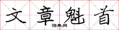 袁强文章魁首楷书怎么写