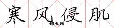 袁强寒风侵肌楷书怎么写