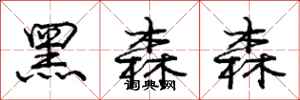 庞中华黑森森行书怎么写