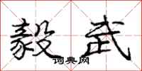 庞中华毅武行书怎么写