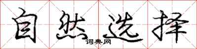 庞中华自然选择行书怎么写