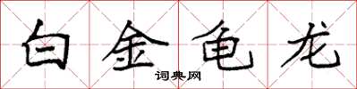 袁强白金龟龙楷书怎么写